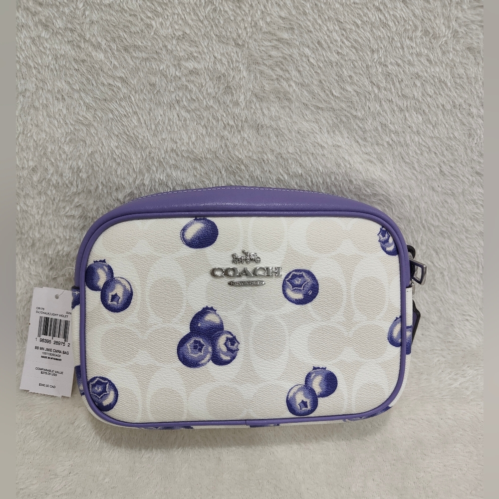 Mini Jamie Camera Bag In Signature Canvas With Blueberry Print - Picture 9 of 10
